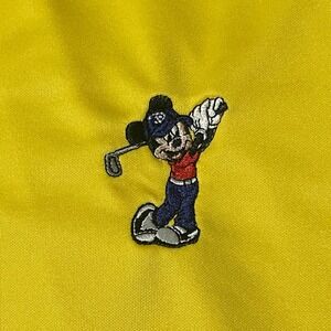 Under Armour Golf Polo Men XL Yellow Mickey Mouse Disney Loose Fit Performance